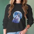 Call Of The Wild Lone Wolf Howling At The Moon Wildlife Women Long Sleeve Tshirt