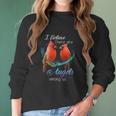 Cardinal Bird I Believe There Are Angels Among Us Women Long Sleeve Tshirt