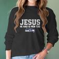 Check Out This Awesome Jesus He Had 12 Men Too Seattle Seahawks Canvas Usa - Copy 2 Women Long Sleeve Tshirt