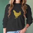 Chicken Ladies Glitter Print Chicken White Tee Top Women Long Sleeve Tshirt