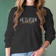 Christian Easter Glitter Tee He Is Risen Hallelujah Women Long Sleeve Tshirt