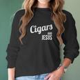 Cigars And Jesus Cool Christian Script Smoker Women Long Sleeve Tshirt