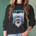 Claus | Funny Jaws Spoof Santa Christmas Joke Holiday Women Long Sleeve Tshirt