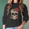 Floral Sugar Skull Day Of Dead Dia De Los Muertos Women Women Long Sleeve Tshirt