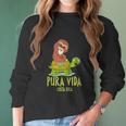 Funny Sloth Riding Turtle Pura Vida Costa Rica Women Long Sleeve Tshirt