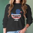 Jeep Duck American Flag Gift For Patriotic Women Long Sleeve Tshirt