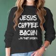 Jesus Coffee Bacon By Virtue Clothing Women Long Sleeve Tshirt