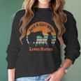 Just A Girl Who Loves Her Horse Retro Sunset Silhouette Gift Women Long Sleeve Tshirt