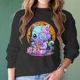 Kawaii Creepy Cat Eating Ramen Noodles Pastel Goth Halloween Men Women T-Shirt Graphic Print Casual Unisex Tee Women Long Sleeve Tshirt