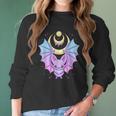 Kawaii Pastel Goth Cute Creepy Crescent Moon Bat Men Women T-Shirt Graphic Print Casual Unisex Tee Women Long Sleeve Tshirt