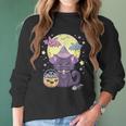 Kawaii Pastel Goth Cute Creepy Halloween Black Cat Witch Hat V2 Men Women T-Shirt Graphic Print Casual Unisex Tee Women Long Sleeve Tshirt