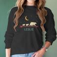 Leslie Name Gift Personalized Mama Bear With 2 Cubs Women Long Sleeve Tshirt