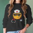 Nurse Halloween Emoji Women Long Sleeve Tshirt