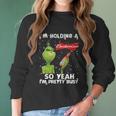 Official Christmas Sweater Im Holding A Budweiser Grinch Funny Beer Xmas Shirt Va11 Women Long Sleeve Tshirt