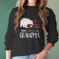 Red Plaid Grandma Bear Two Cubs Matching Buffalo Pajama Xmas Women Long Sleeve Tshirt