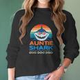 Retro Vintage Auntie Shark Baby Shark Women Long Sleeve Tshirt