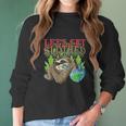 Sloth Marijuana Thc Cannabis Leaf Stoner Gift Women Long Sleeve Tshirt