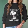 Snoopy - I Want Coffee Women Long Sleeve Tshirt