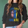 I Stand With Ukraine Flag American Flag Support Ukraine Men Women T-Shirt Graphic Print Casual Unisex Tee Women Long Sleeve Tshirt