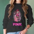 Sugar Skull Fight Breast Cancer Awareness Like A Girl Ribbon Men Women T-Shirt Graphic Print Casual Unisex Tee Women Long Sleeve Tshirt