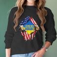 Support I Stand With Ukraine American Flag Ukrainian Flag Men Women T-Shirt Graphic Print Casual Unisex Tee Women Long Sleeve Tshirt