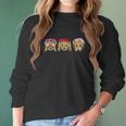 Three Emoji Monkey Flower Hear Speak See No Evil Cute Monkey Women Long Sleeve Tshirt