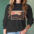 Vintage Japanese Mt Fuji Pagoda And Cherry Blossoms Women Long Sleeve Tshirt