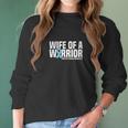 Womens Wife Of A Warrior Blue Ribbon Prostate Awareness Women Long Sleeve Tshirt