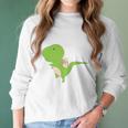 Dinosaur Piggy Backing Sloth Kitty Cat Funny Trex Women Long Sleeve Tshirt