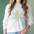 Rainbow Metatrons Cube Sacred Geometry Women Long Sleeve Tshirt