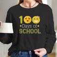 100Th Days Of School Kindergarten Teacher Emoji Women Long Sleeve Tshirt