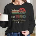 Womens 32Nd Birthday Born 1990 Vintage Limited Edition 32 Birthday V-Neck Women Long Sleeve Tshirt