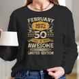 50 Years Old Gift Vintage February 1972 50Th Birthday Gift Women Long Sleeve Tshirt