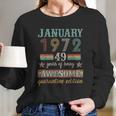 50Th Birthday Gift 50 Years Old Retro Vintage January 1972 Women Long Sleeve Tshirt