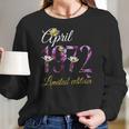 April 1972 Tee - 50 Years Old Floral 1972 50Th Birthday Gift Women Long Sleeve Tshirt