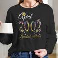 April 2002 20 Years Old Sunflower Floral 20Th Birthday Gift Women Long Sleeve Tshirt