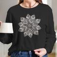 Brown & White Mandala Flower Yoga Sacred Mantra Geometry Women Long Sleeve Tshirt