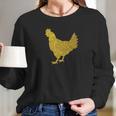 Chicken Ladies Glitter Print Chicken White Tee Top Women Long Sleeve Tshirt