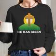 Christian Easter He Has Risen Christianity Cross Women Long Sleeve Tshirt