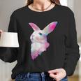 Cute Space Rainbow Gaussian Blur Rabbit Galactic Bunny Women Long Sleeve Tshirt