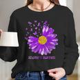 Daisy Butterfly Purple Ribbon Alzheimer Awareness Women Long Sleeve Tshirt