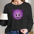 Devil Face Emoji Funny Halloween Gift For Men Women Kids Women Long Sleeve Tshirt