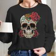 Floral Sugar Skull Day Of Dead Dia De Los Muertos Women Women Long Sleeve Tshirt