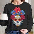 Floral Sugar Skull Day Of The Dead Dia De Muertos Women Women Long Sleeve Tshirt