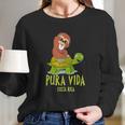 Funny Sloth Riding Turtle Pura Vida Costa Rica Women Long Sleeve Tshirt