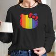 Hello Kitty Rainbow Stripe Women Long Sleeve Tshirt