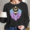 Kawaii Pastel Goth Cute Creepy Crescent Moon Bat Men Women T-Shirt Graphic Print Casual Unisex Tee Women Long Sleeve Tshirt