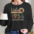 Womens Limited Edition 1956 66Th Birthday Gift 66 Years Old Vintage V-Neck Women Long Sleeve Tshirt