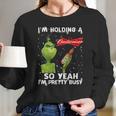 Official Christmas Sweater Im Holding A Budweiser Grinch Funny Beer Xmas Shirt Va11 Women Long Sleeve Tshirt