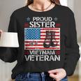 Proud Sister Of Vietnam Veteran Patriotic Usa Flag Military Women Long Sleeve Tshirt